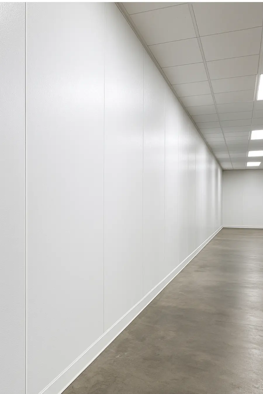 Lámina Liner FRP recubriendo muros higiénicos en área industrial